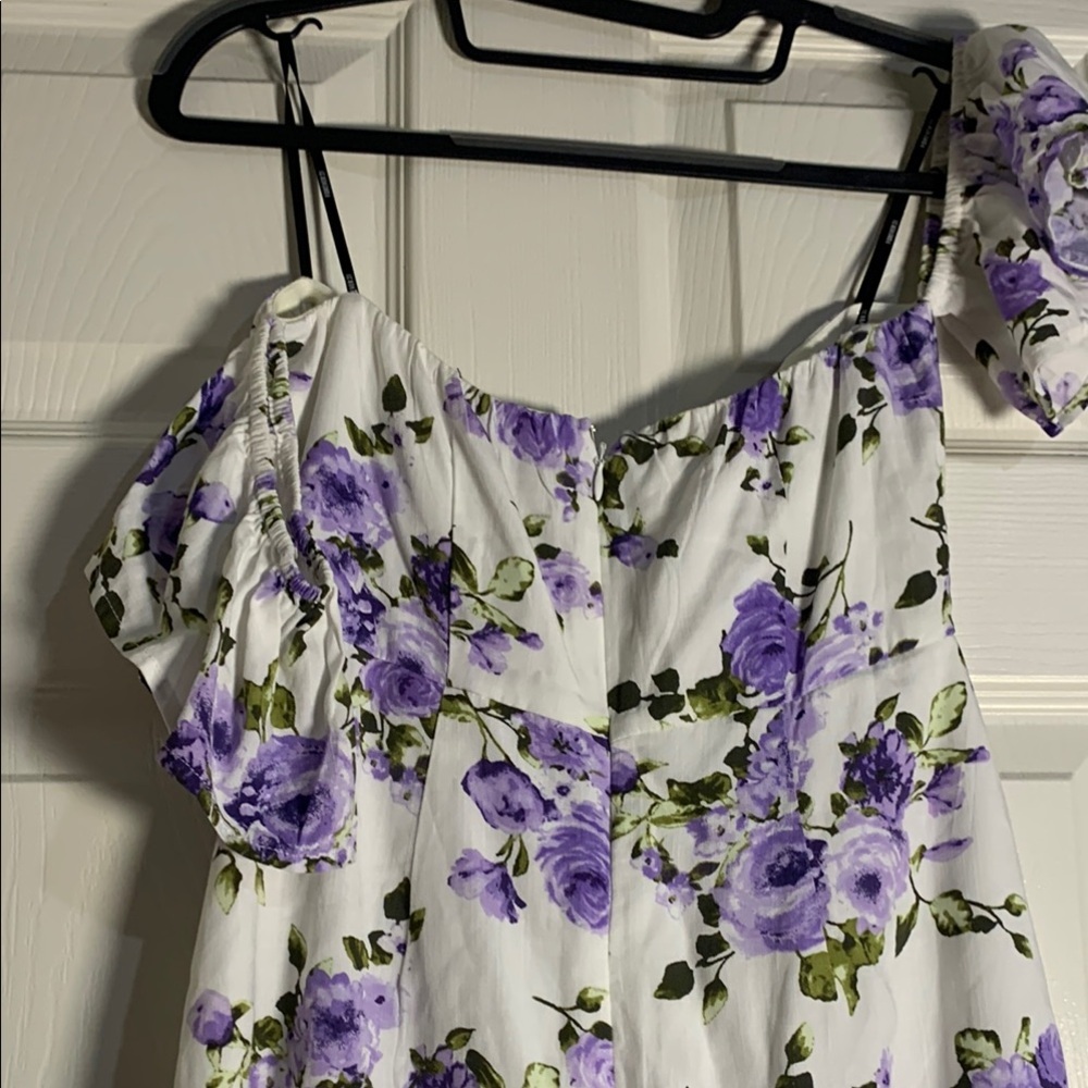 Puff Sleeve Top - Purple & White - Picture 7 of 9